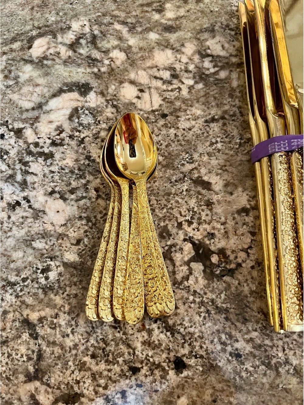 John Hull 23 Karat Gold Plated Stainless Steel Flatware Set - Picture 5 of 9